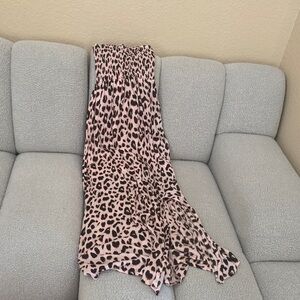 Tiare Hawaii Pink Leopard Strapless Maxi Dress